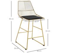 Set of 2 Modern Wire Metal Barstools - Stylish Counter Height Stools for Kitchen