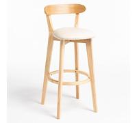 Set of 2 Modern Wood Bar Stools with Back & Soft Cush - table Counter Height Pub Chairs with Footrest for Kitchen Island Breakfast Bar Dining Room