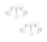 Set of 2 Monaco - White & Brushed Chrome 3 Way Ceiling Spotlights