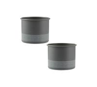 Set of 2 Monochrome Herb Planters Grey