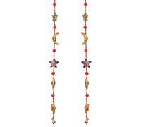 Set of 2 Moon Star Decorative hanging for Wall door Bedroom Kids Room Gifiting multicolor Beads and Bell Size - 34" (Approx)