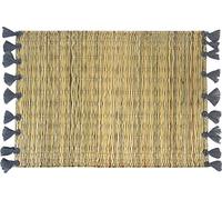 Set of 2 - Moroccan Wicker Handmade Table Tassel mats/placemats - Dark Grey Tassels - L40 W30 cm