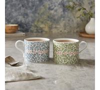 Set of 2 Morris & Co. "Love is Enough" Thyme / Parchment & China Blue Mugs Multi-Coloured