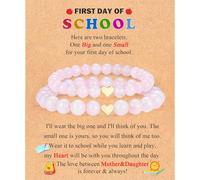 Set of 2 Mother And Daughter First Day of School Kindergarten Preschool 1st/2nd Grade Back to School Bracelet Gifts, Christmas Valentines Mothers Day Easter Graduation Birthday Gifts for Girls Women