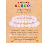 Set of 2 Mother And Daughter First Day of School Kindergarten Preschool 1st/2nd Grade Back to School Bracelet Gifts, Christmas Valentines Mothers Day Easter Graduation Birthday Gifts for Girls Women