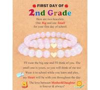 Set of 2 Mother And Daughter First Day of School Kindergarten Preschool 1st/2nd Grade Back to School Bracelet Gifts, Christmas Valentines Mothers Day Easter Graduation Birthday Gifts for Girls Women
