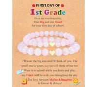 Set of 2 Mother And Daughter First Day of School Kindergarten Preschool 1st/2nd Grade Back to School Bracelet Gifts, Christmas Valentines Mothers Day Easter Graduation Birthday Gifts for Girls Women