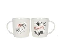 Mr and Mrs Always Right Mug Set - White