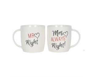 Set of 2 Mr & Mrs Mugs | Couple Coffee Cups Wedding or Anniversary Gift