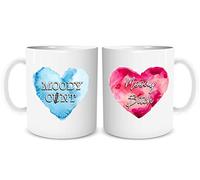 Set of 2 Mugs Funny Rude Moody C*nt Moody Bitch Coffee Mug Anniversary Mugs His and Hers Mr and Mrs Joke Novelty WSDMUG2056