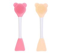 Set of 2 Multi-Functional Brushes in Silicona - Applicador de Mascarilla y Cepillo de Limpieza 2 en 1 with Doble Cabeza (Rosado + Amarillo)