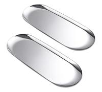 Set of 2 Multi-Purpose Oval Stainless Steel Tray - Mirror-Polished,Jewelry & Perfume Storage, Bathroom Organizer, Coffee Table Tray, Candle Display, 23cm x 9.5cm, Silver