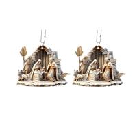 Set Of 2 Nativity Scene Pendant Acrylic Hanging Ornamentation 0.4cm Thickness For Living Room Bedroom Decoration Acrylic Decorative Pendant