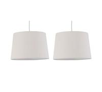 Set of 2 Natural Linen Easy Fit Light Shades/Lampshades for Ceiling Light or Table Lamps, 28cm Diameter