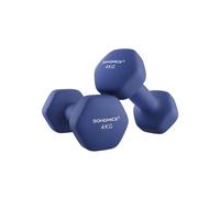 Set of 2 Neoprene Hex Dumbbells with Dumbbells Bars, Blue / 2 x 4 kg