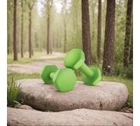 Set of 2 Neoprene Hex Dumbbells with Dumbbells Bars, Green / 2 x 2 kg