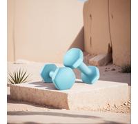 Set of 2 Neoprene Hex Dumbbells with Dumbbells Bars, Light Blue / 2 x 2 kg