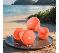 Set of 2 Neoprene Hex Dumbbells with Dumbbells Bars, Orange / 2 x 3 kg