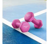 Set of 2 Neoprene Hex Dumbbells with Dumbbells Bars, Pink / 2 X 1 Kg