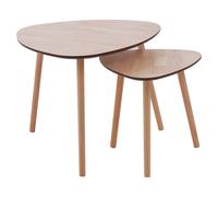 Interiors by PH Premier Housewares Set of 2 Side Tables Wood Effect Veneer Pine Wood Legs, Brown
