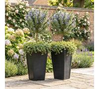 Set Of 2 Nicoman 57Cm Tall Plank Effect Black Rubber Planters - Non-Crack Non-Shed Indoor Outdoor Planter