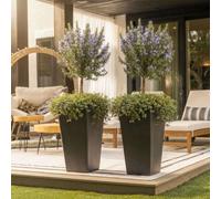 Set Of 2 Nicoman 61Cm Tall Black Rubber Planters - Non-Crack Non-Shed Indoor Outdoor Planter