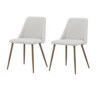 Set Of 2 Night Beige Dining Chairs With Mocca Legs - D53Xw55Xh76Cm, Seat Height 45Cm