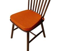 Set of 2 Non Slip Chair Cushions with Ties Thick Memory Foam Horseshoe Design Lino & Cotton Blend Solid Color Ideal for Home Kitchen Dining Golden Yellow