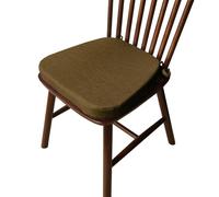 Set of 2 Non Slip Chair Cushions with Ties Thick Memory Foam Horseshoe Design Lino & Cotton Blend Solid Color Ideal for Home Kitchen Dining Golden Yellow