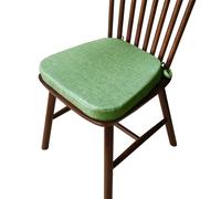 Set of 2 Non Slip Chair Cushions with Ties Thick Memory Foam Horseshoe Design Lino & Cotton Blend Solid Color Ideal for Home Kitchen Dining Golden Yellow