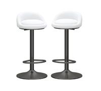 Set of 2 Nordic Bar Stools Set with Backrest, Velvet Cushion, Adjustable Swivel, Chrome Footrest and Base for Breakfast White,One Size