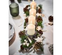 Set of 2 Nordic Pine Four Pillar Centrepiece Christmas Decoration Tealight Holder Candle Holders 51cm Dibor Green 2 Pack