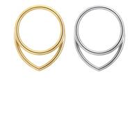 Set of 2 Nose Septum Rings, Gold and Silver Septum Piercing, 1.2mm Thickness, 8mm Inner Size, Surgical Steel, Hypoallergenic and Easy to Use