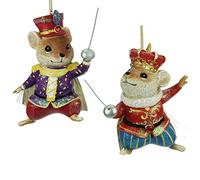 Set of 2 Nutcracker Mice Christmas Decorations (10cm)