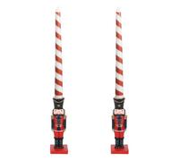 Set of 2 Nutcracker Soldier Christmas Candle Holders with Taper Candles | Resin Christmas Centrepiece & Dinner Candles for Festive Table Decor