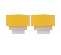 Set of 2 Ochre Yellow Linen Table Lamp Shades, Lampshade for Table Lamp or Bedside Light, Modern Ombre Design, Diameter 22cm