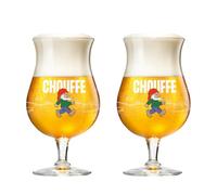 Set of 2 Official La Chouffe 33cl Chalice Beer Glasses - Branded Belgian Ale Glass - Classic Belgian Beer Chalice