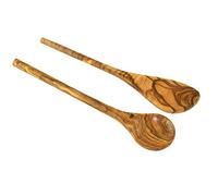 D.O.M. Die Olivenholz Manufaktur 2-piece Olive Wood Cooking Spoons Set, Natural, 1 Round, 1 Corner