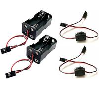 Set of 2 On/Off Switch Battery Receiver, 4 Cell AA Battery Container Pack Box with JST Plug Compatible HSP Redcat Axial Traxxas 1/8 1/10 1/16 RC Power Car Crawler Truck