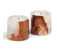 Set of 2 Onyx Marble Candle Holders, Tea Light Holders - 2" Cylinder Design for Home Décor, Gifts & Table Settings