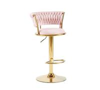 Set of 2 or 4 Bar Stools, Height-Adjustable Velvet Bar Stool, Kitchen Stool with Backrest, 360° Swivel Dressing Table Stool,150 Kg, For Desk Chairs, Breakfast Barstools,Pink,Set of 1