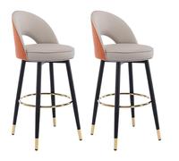 Set of 2 Orange Swivel Bar Stools & Chairs with High Back, Synthetic Leather, Perfect for Bedroom, Pub, Kitchen, Dining Room - Stylish & Comfortable