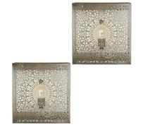 Set of 2 Oriental Wall Lamp Wall Light Wall Decoration Yakin Silver