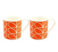 Set of 2 Orla Kiely Orange Linear Stem Quite Big China Mug 350ml