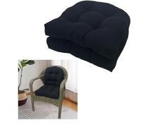 Set of 2 Outdoor Chair Cushions 19" x 19" Patio Furniture Seat Pads for Wicker Chairs Garden Cushion Replacement for Dining & Sofa Chairs Round Corner Design