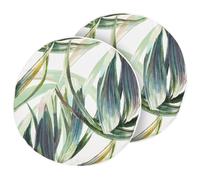 Set of 2 Outdoor Cushions CALDERINA Plant Pattern 40 x 40 cm Green