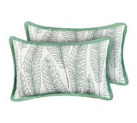 Set of 2 Outdoor Cushions MEADOW Plant Pattern 30 x 50 cm Green