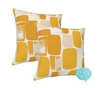 Set of 2 Outdoor Cushions Waterproof, Outdoor Cushion Covers 50cm x 50cm Waterproof Garden Cushions, Square Patio Decorative Pillows Invisible Zipper, for Farmhouse Balcony (Yellow Geometric) -J302