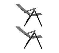 Set Of 2 Outdoor Garden Patio Multi Position Reclining Folding Chair In Black
