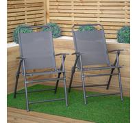 Set of 2 Outdoor Multi-Position Textoline Garden Chairs in Grey